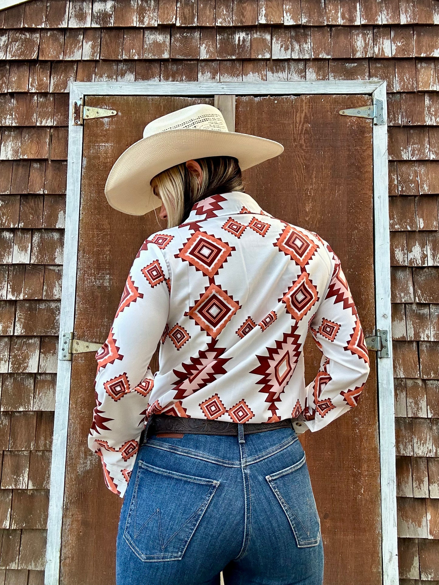 Cream Aztec Button Down
