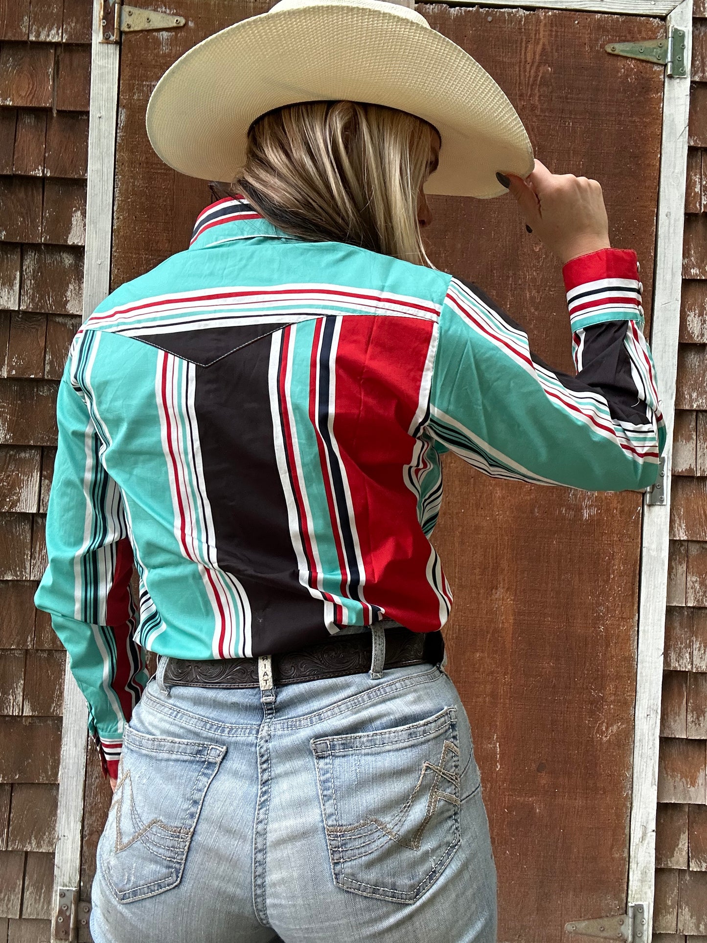 Turquoise Retro 90s Rodeo Top